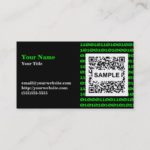 Binary QR Code Business Card – Monochrome Green