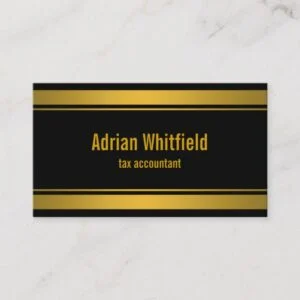 Black and Gold Bar Borders Horizontal Accountant Business Card