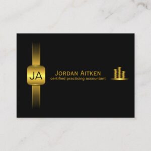 Black and Gold Coins Horiz. Large CPA Accountant Business Card