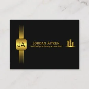 Black and Gold Coins Horiz. Large CPA Accountant Business Card