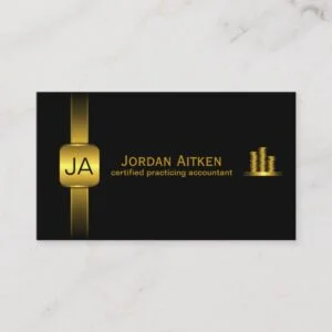 Black and Gold Coins Horizontal CPA Accountant Business Card