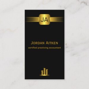 Black and Gold Coins Vertical CPA Accountant Business Card