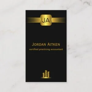 Black and Gold Coins Vertical CPA Accountant Business Card