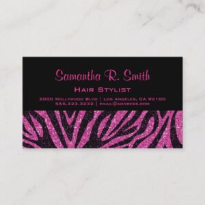 Black and Pink Zebra Professional Business Card