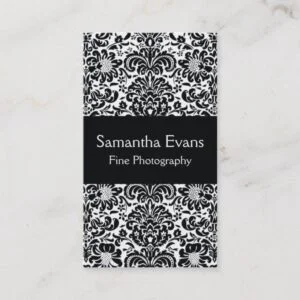 Black and White Damask Business Card