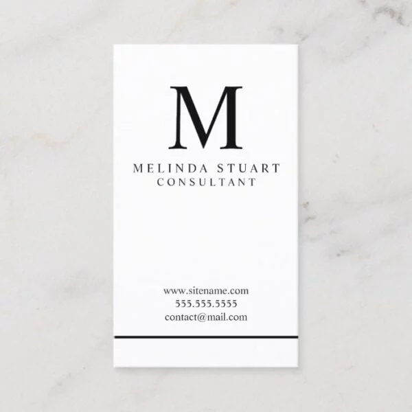 Black and White Elegant Monogram Business Card