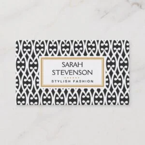 Black and White Scrolls Modern Fashion Boutique Business Card
