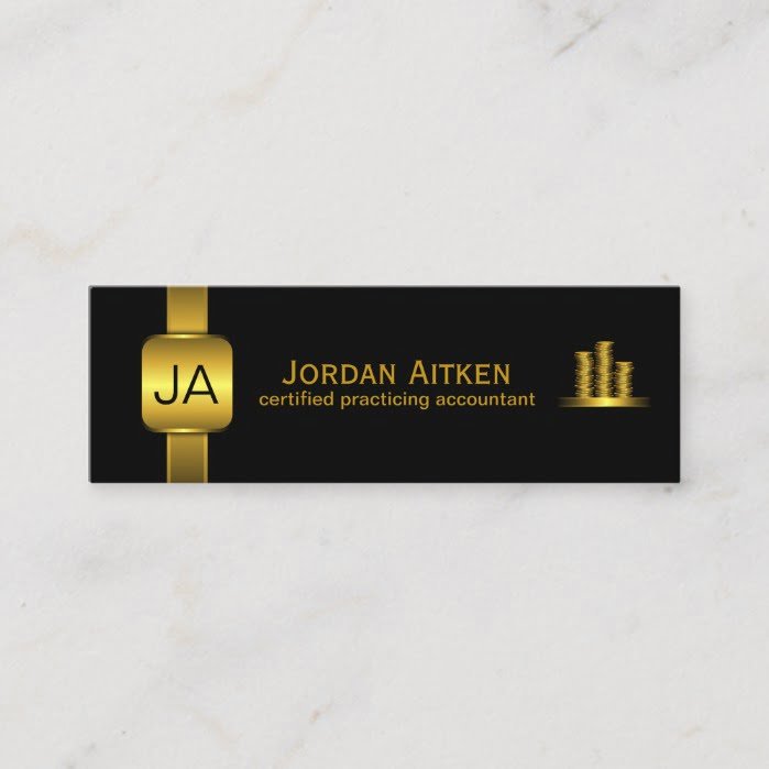Black Gold Coins Small Vertical CPA Accountant Mini Business Card
