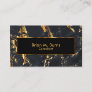 Black Marble and Metallic Gold Design Business Card
