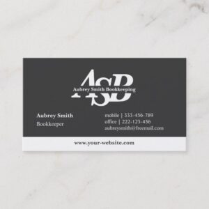 Black Modern Professional Monogram Business Cards