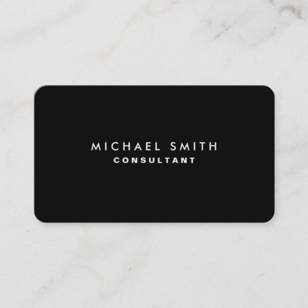 Black Professional Elegant Modern Plain Simple Business Card