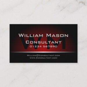 Black Red Monogram Professional - Business Card