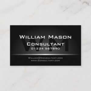 Black Silver Monogram Professional - Business Card