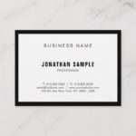 Black White Elegant Simple Design Modern BW Plain Business Card