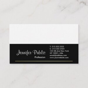 Black White Gold Modern Professional Plain Elegant Business Card