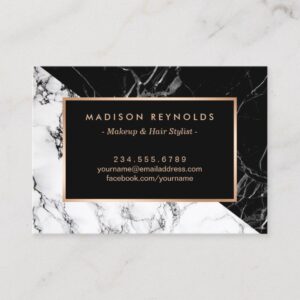Black White Marble Beauty Salon Aftercare Card