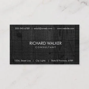 Black Wood Elegant Modern Professional White Business Card
