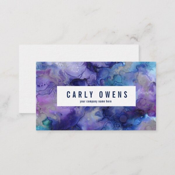 Blue and Purple Watercolor Texture Business Card