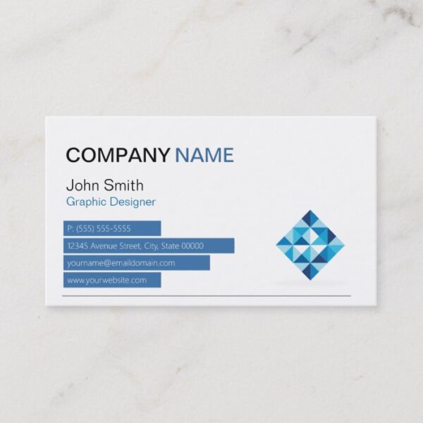 Blue Diamond Symbol - Modern Professional Business Card