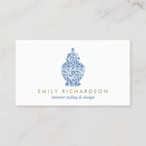 Blue Ginger Jar Pottery Logo Designer White/Blue Business Card