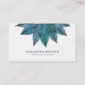 Blue Lotus Flower | Floral Watercolor Business Card