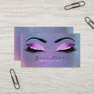 Blue Teal  Pink Beauty Lashes Makeup Eyes Glitter Business Card