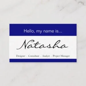 Blue & White Corporate Name Tag - Business Card