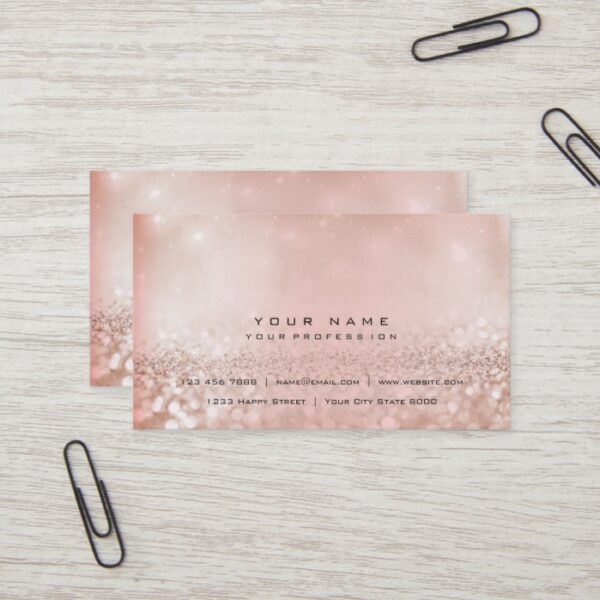 Blush Pearly Pink Gold Glitter Foxier Beauty Business Card