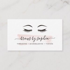 Blush Watercolor Brow Services Business Card