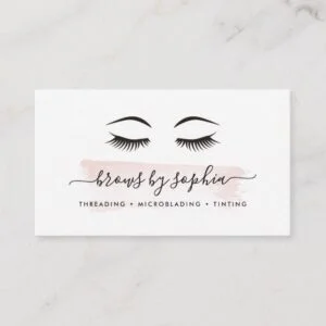 Blush Watercolor Brow Services Business Card