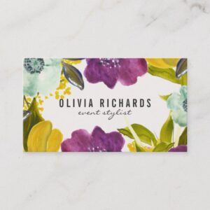 Boho Watercolor Flowers | Floral Business Card
