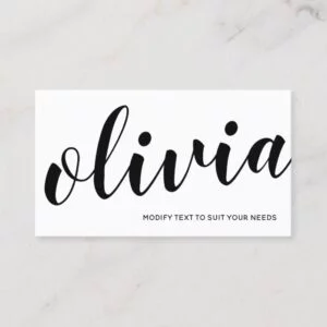 BOld Black White Handwritten Script Calligraphy Business Card