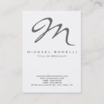 Bold Gray Monogram Calligraphy Business Card