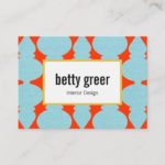 Bold Modern Turquoise Pattern Interior Designer Business Card