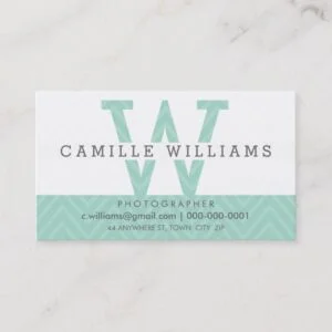 BOLD MONOGRAM LOGO modern simple initial mint Business Card