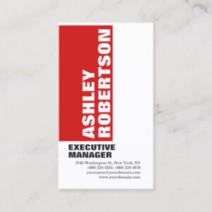 Bold Red White Modern Professional Minimalist Business Card