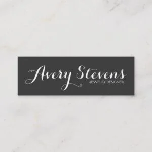 Bold Script Typography Simple Black Creative Mini Business Card