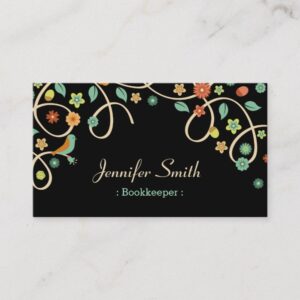 Bookkeeper - Elegant Swirl Floral Business Card