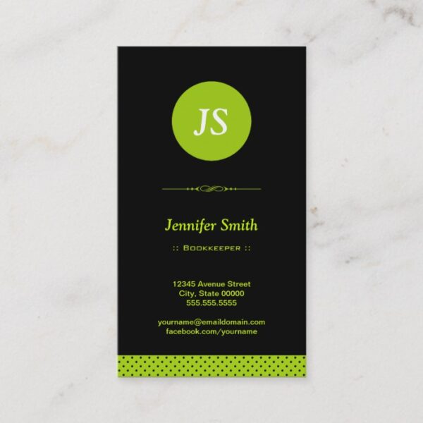 Bookkeeper - Stylish Apple Green Business Card
