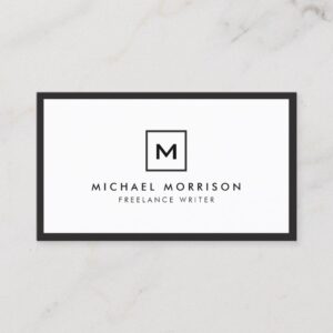 BOX LOGO with YOUR INITIAL/MONOGRAM Black/White Business Card