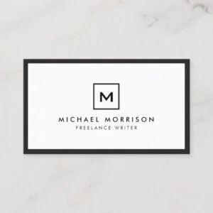 BOX LOGO with YOUR INITIAL/MONOGRAM Black/White Business Card