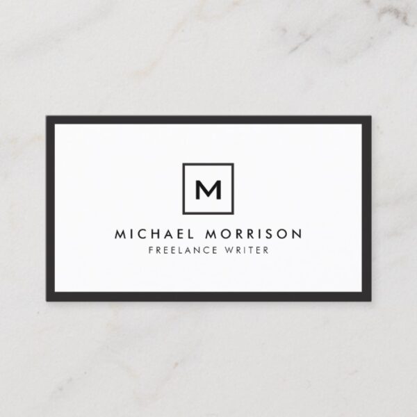 BOX LOGO with YOUR INITIAL/MONOGRAM Black/White Business Card