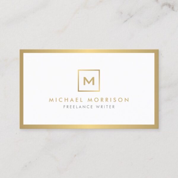 BOX LOGO with YOUR INITIAL/MONOGRAM in Faux Gold Business Card
