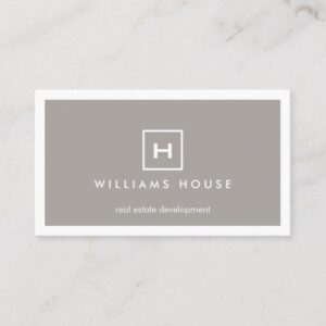 BOX LOGO with YOUR INITIAL/MONOGRAM on TAUPE Business Card