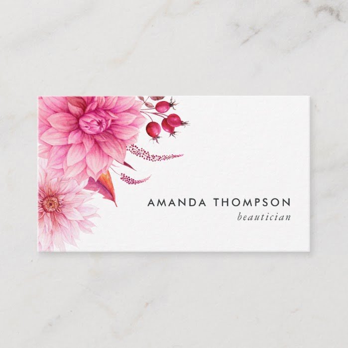 Burgundy and Blush Watercolor Floral Business Card