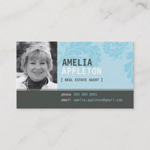 BUSINESS CARD :: jazzy photo aqua blue
