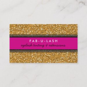 BUSINESS CARD modern trendy glitter hot pink gold