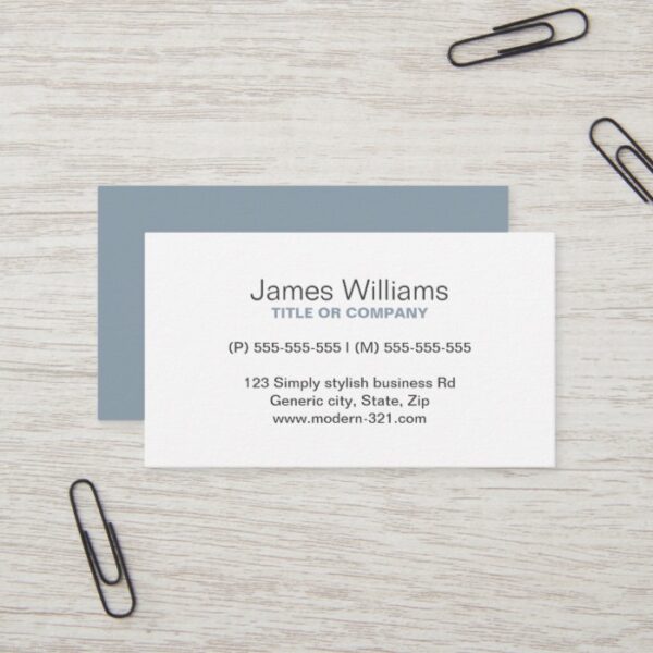 Cadet gray modern generic simple elegant personal business card