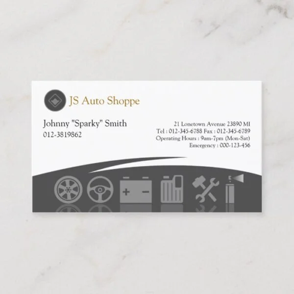 Car Service Icons Black Business Card