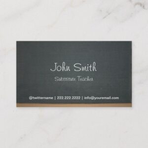 Chalkboard Substitute Teacher Simple Business Card